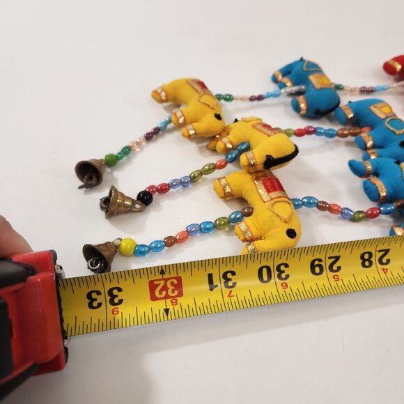 Fabric Elephant Garland Lot of 3 Bells Colorful Bright Chimes Indian Decoration - Picture 9 of 9